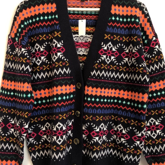 NWT Talbots Colorful Fair Isle Mixed Pattern Cardigan Sweater Size Large - Picture 2 of 13